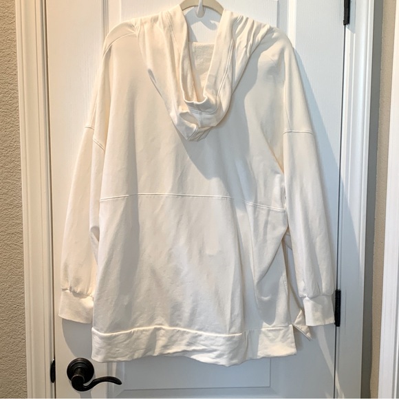 Women’s French Terry Longsleeve Pullover V-neck Hoodie Cream XXL - Picture 9 of 10